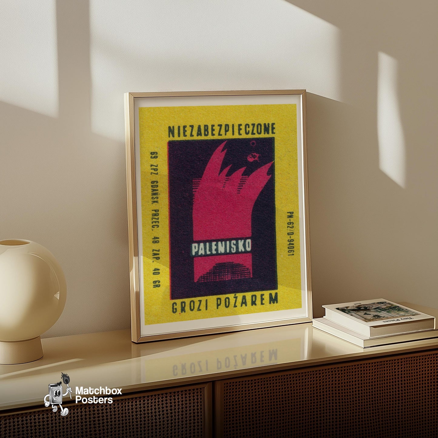 Beware of Fire Danger - vintage matchbox label print - size comparison