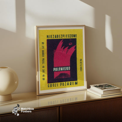 Beware of Fire Danger - vintage matchbox label print - size comparison