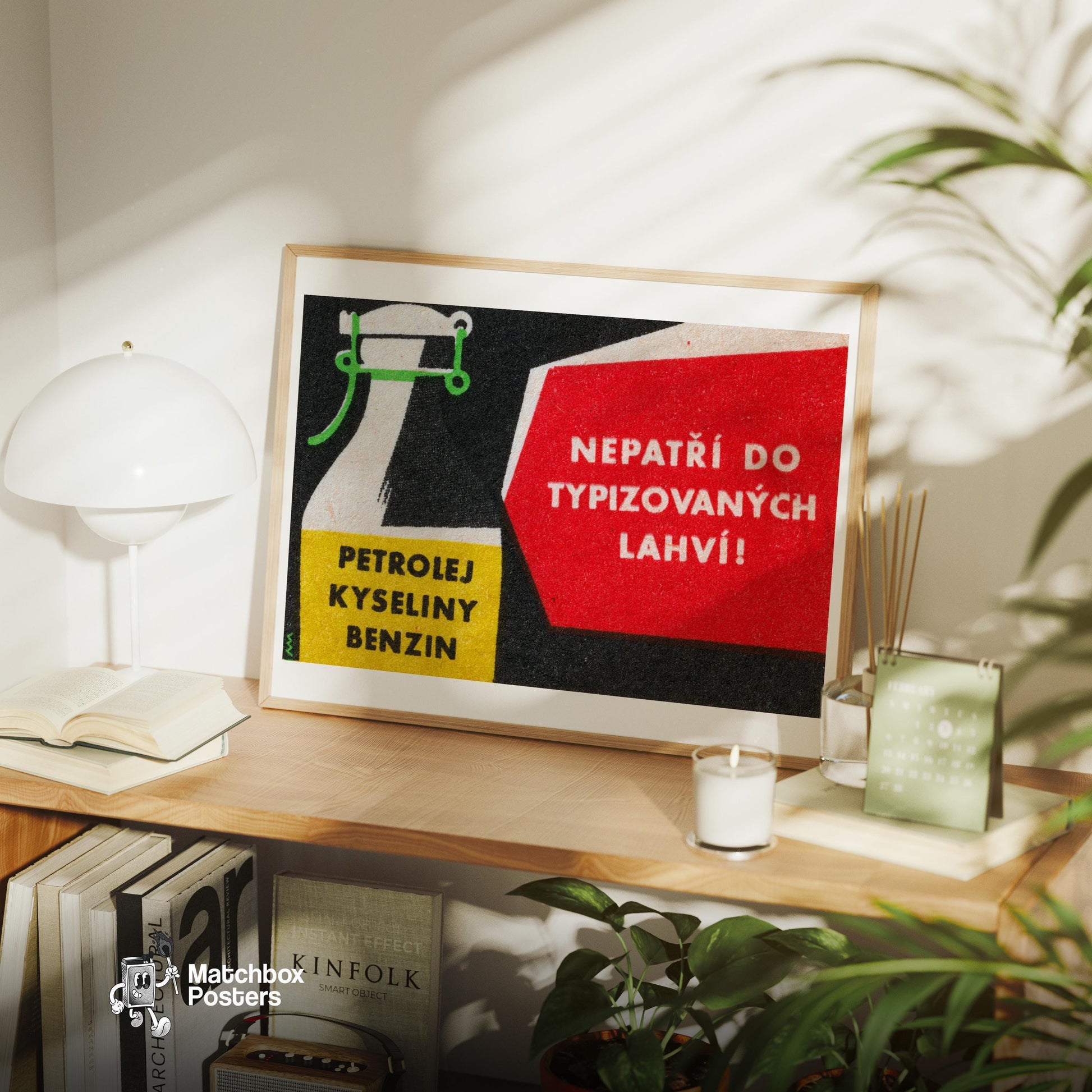 Petrol in Bottle - vintage matchbox label print - office wall