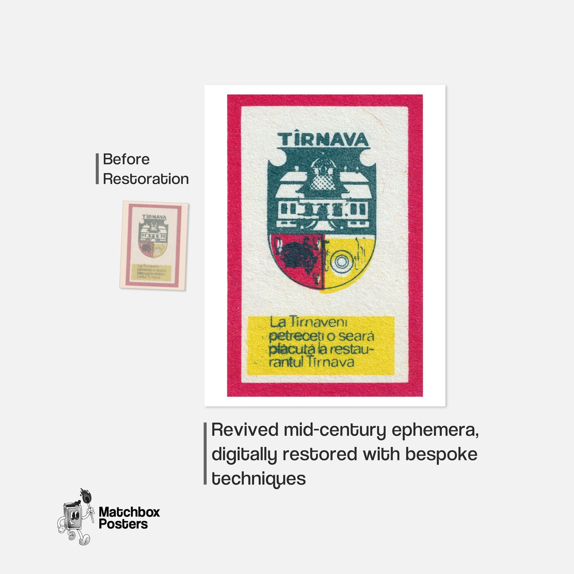 Coat Of Arms Romania - vintage matchbox label print - framed wall art preview
