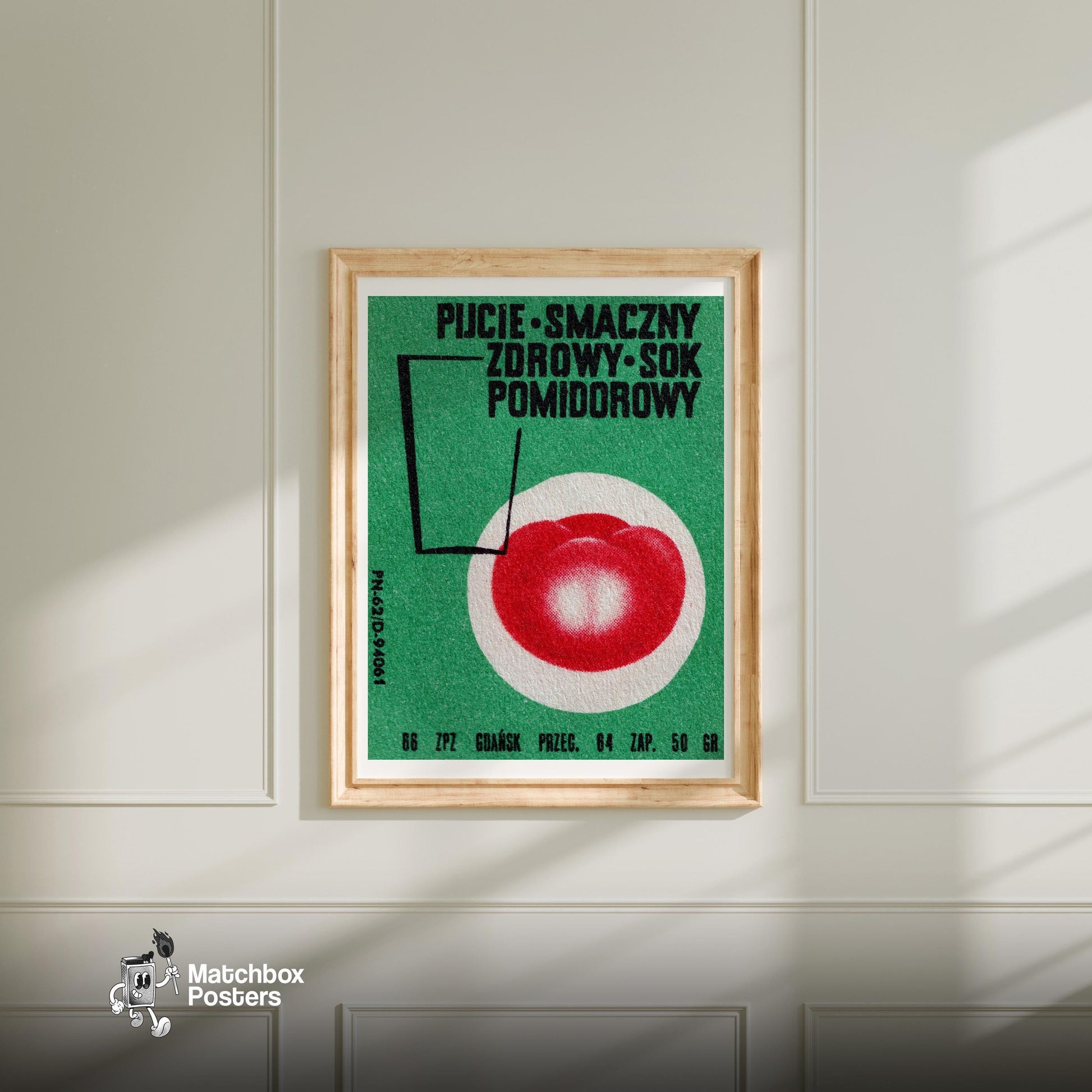 Tomato - vintage matchbox label print - bedroom mockup
