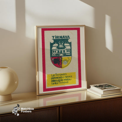 Coat Of Arms Romania - vintage matchbox label print - size comparison