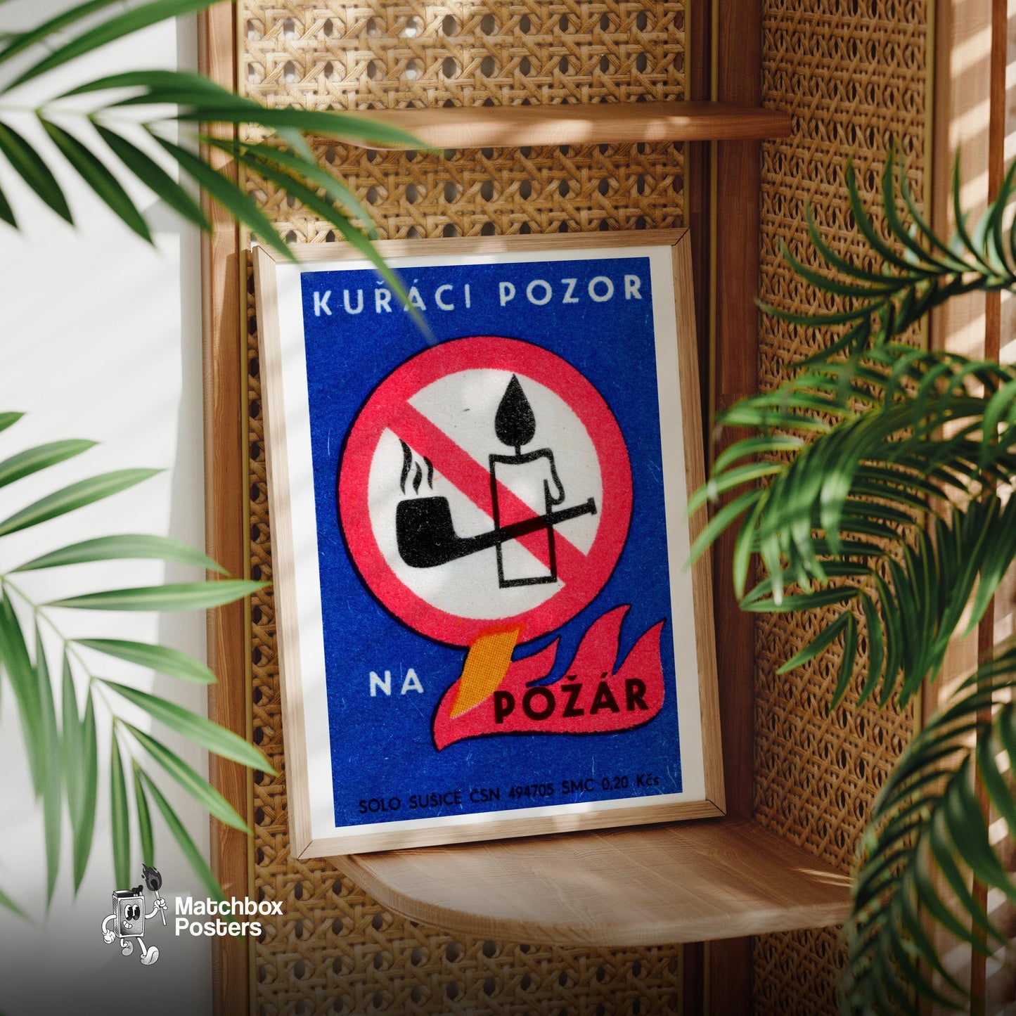No Pipes or Candles - vintage matchbox label print - office wall