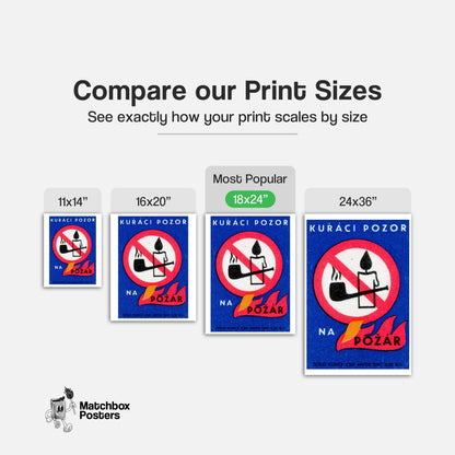 No Pipes or Candles - vintage matchbox label print - gallery wall preview