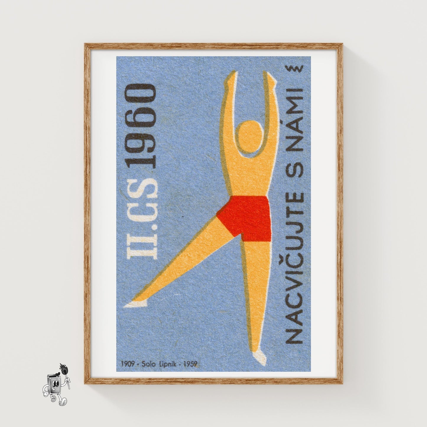 Gymnast - vintage matchbox label print