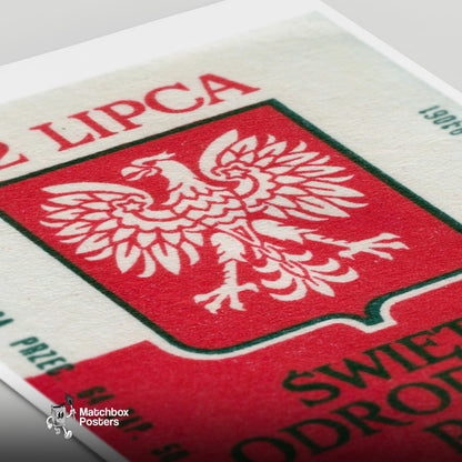 Polish Eagle Emblem - vintage matchbox label print - close-up detail