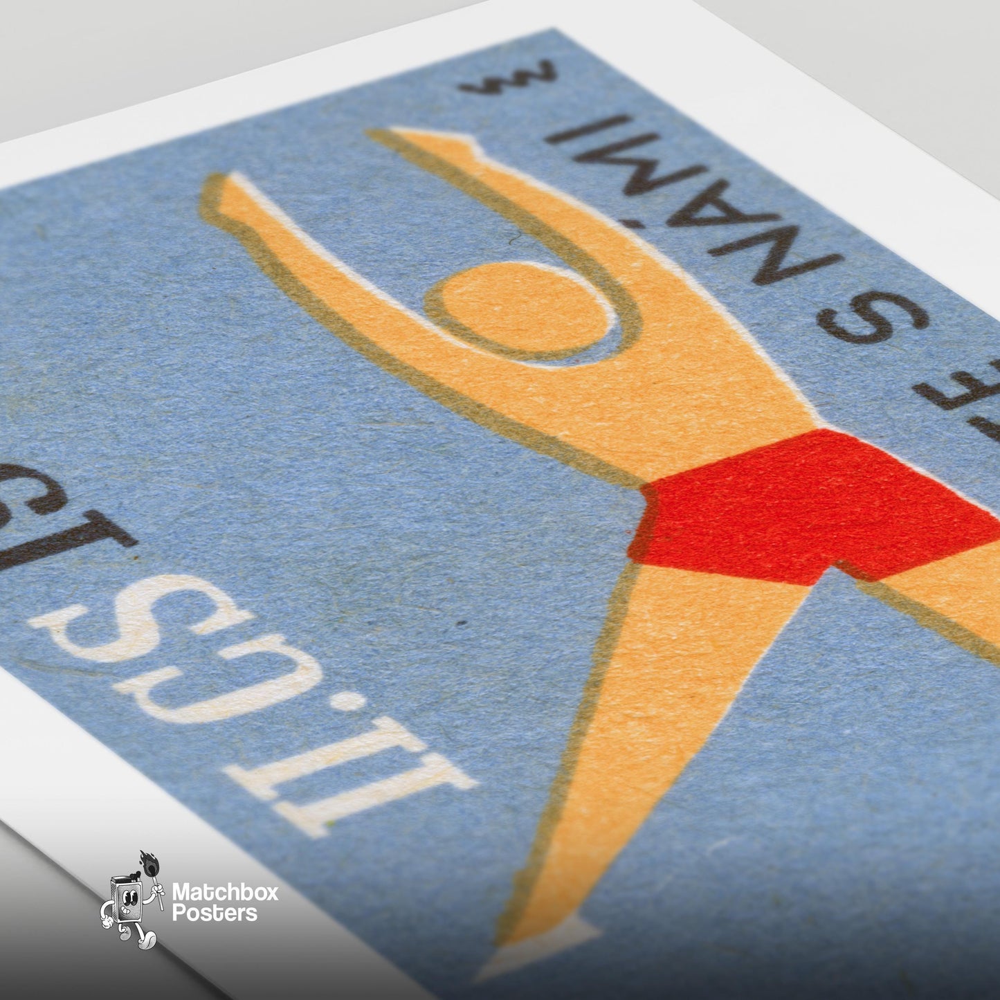Gymnast - vintage matchbox label print - close-up detail