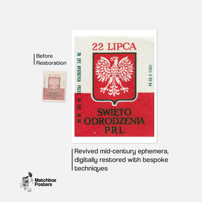 Polish Eagle Emblem - vintage matchbox label print - framed wall art preview