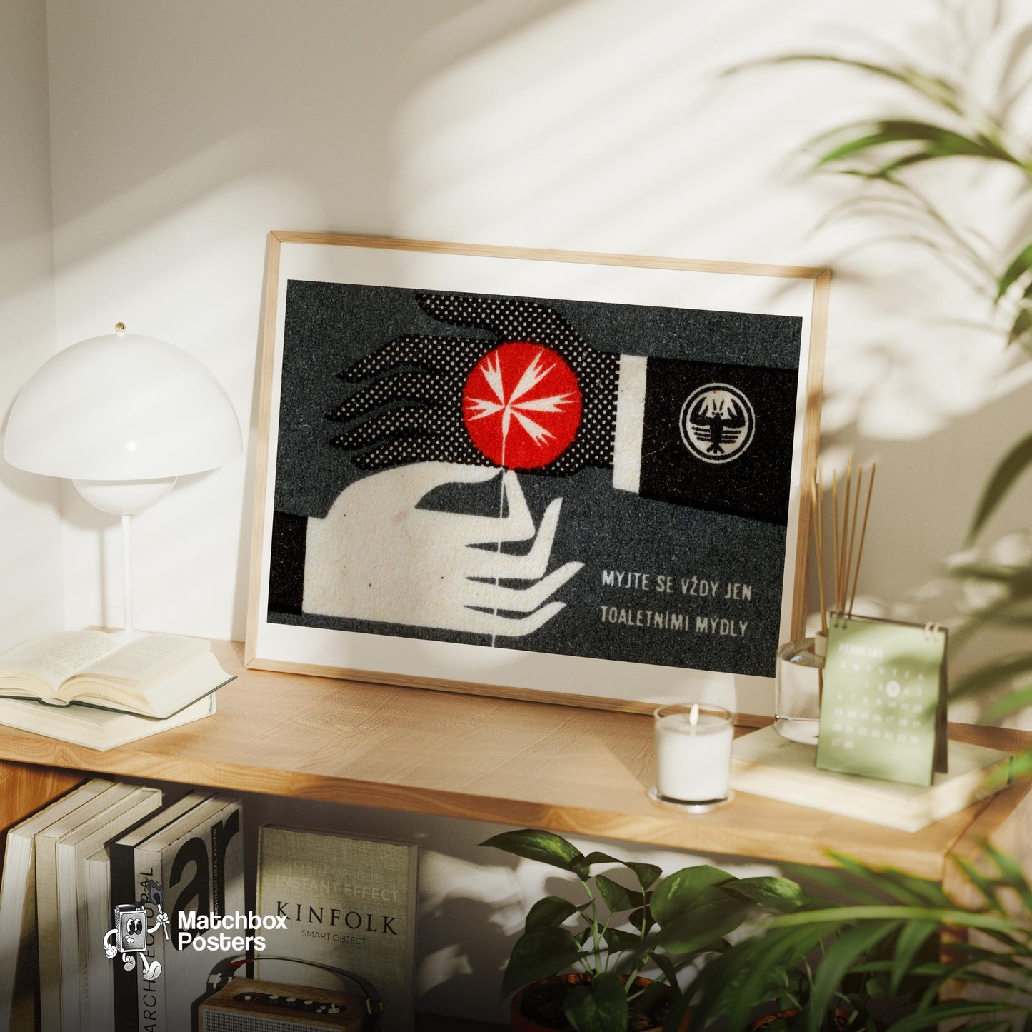Two Hands - vintage matchbox label print - office wall