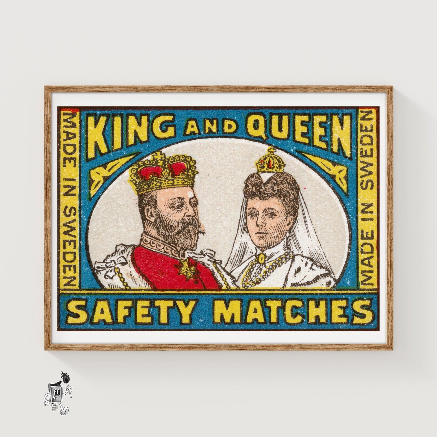 King and Queen - vintage matchbox label print