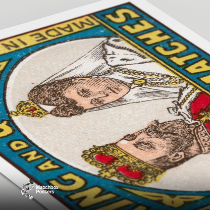 King and Queen - vintage matchbox label print - close-up detail