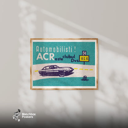 Illustration Of A Car Romania - vintage matchbox label print - bedroom mockup