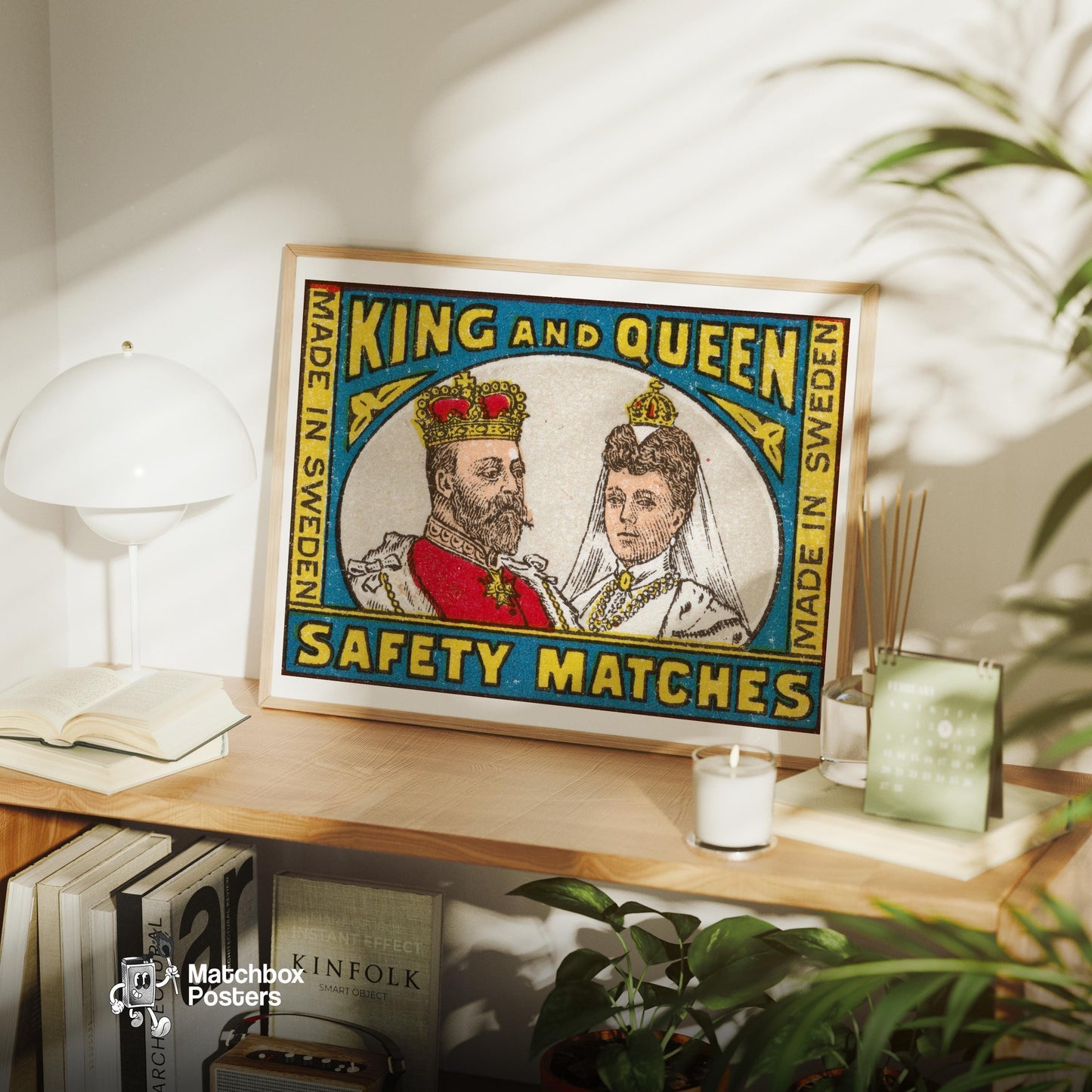 King and Queen - vintage matchbox label print - office wall