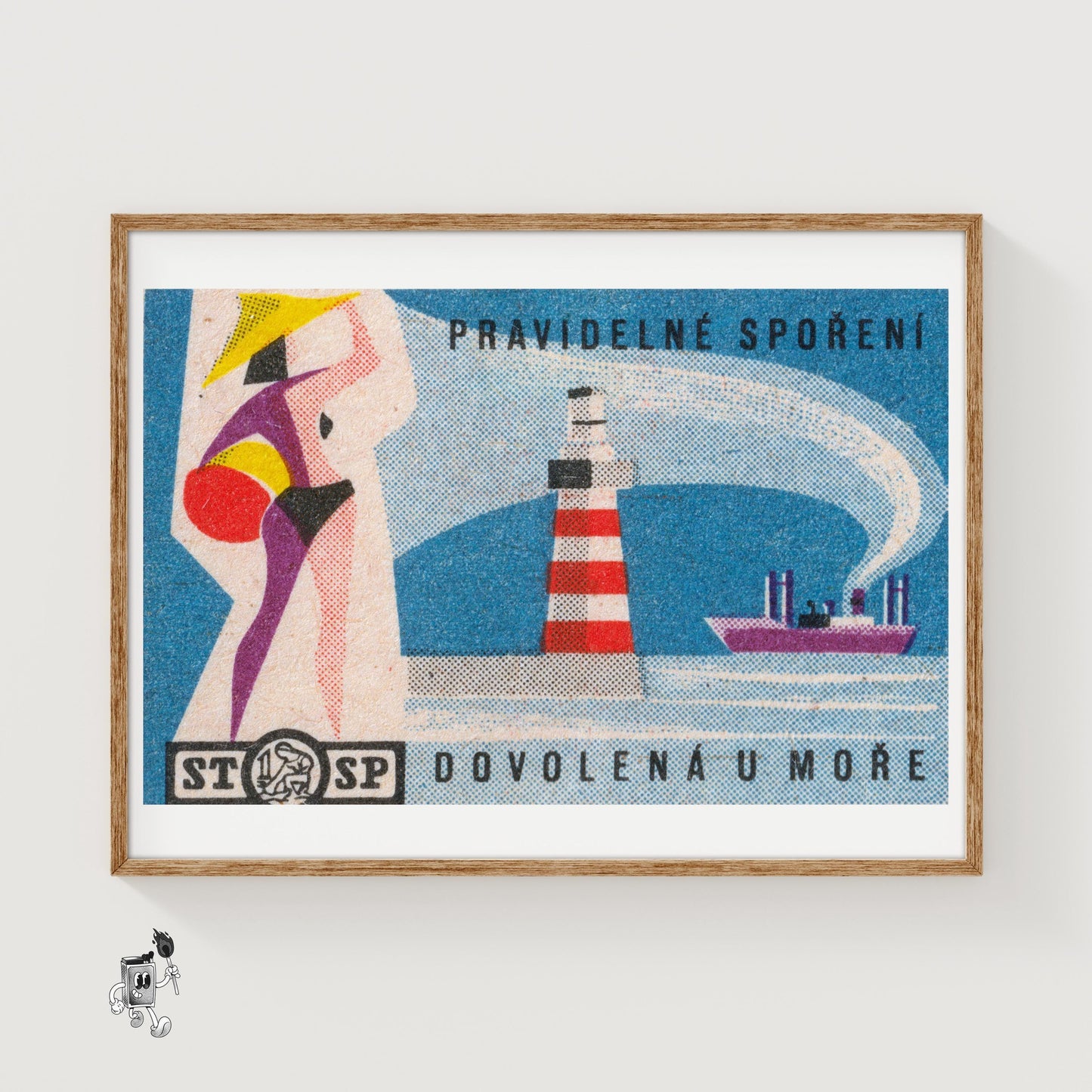 Woman by the Seaside - vintage matchbox label print