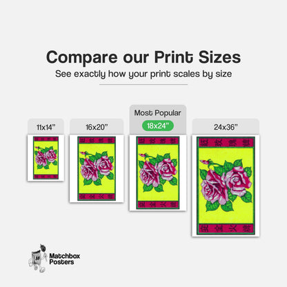 Pink Roses - vintage matchbox label print - gallery wall preview