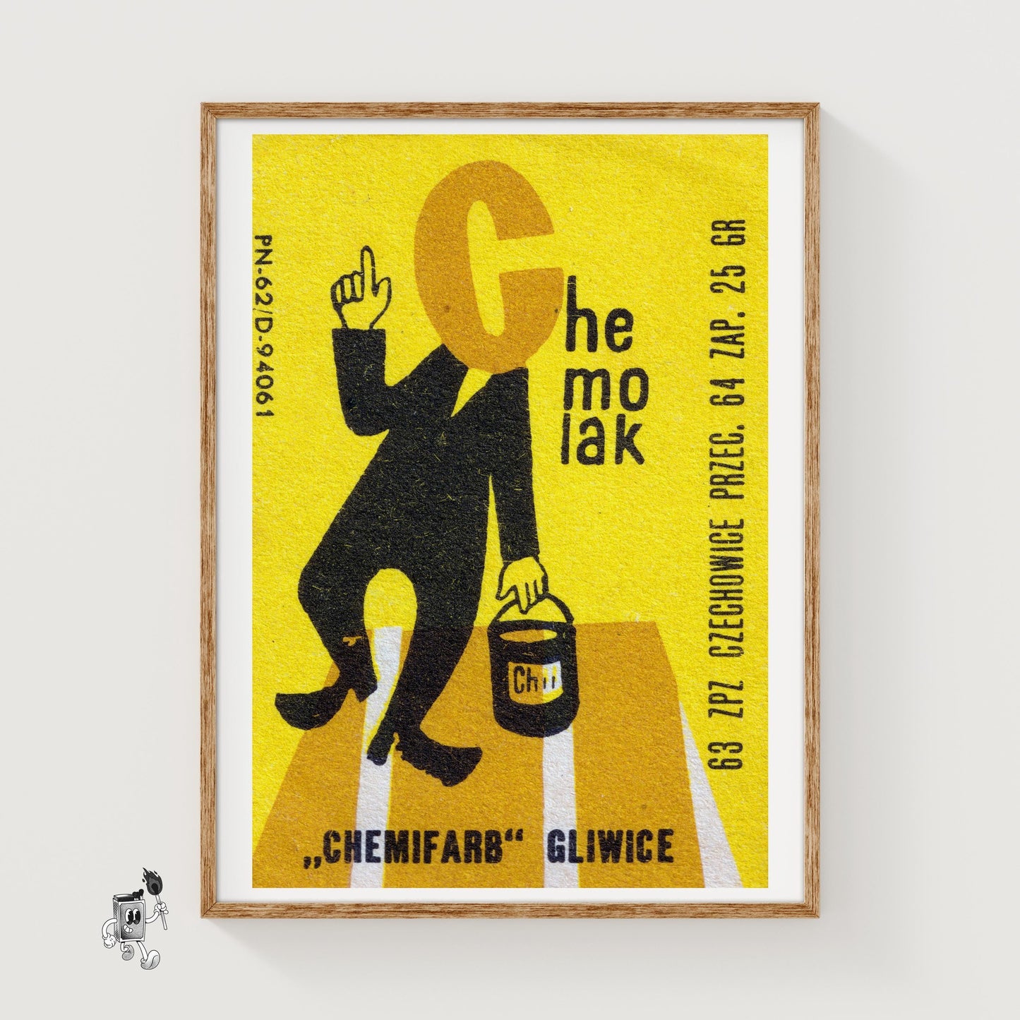 Silhouette Of A Person Holding A Paint Can - vintage matchbox label print