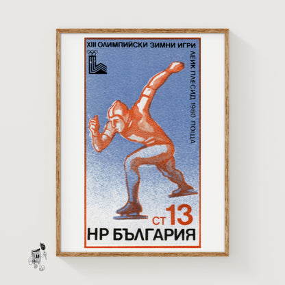 Ice Skater - vintage matchbox label print