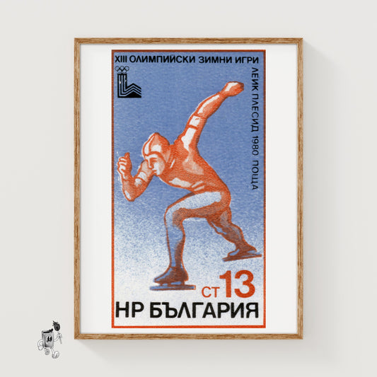 Ice Skater - vintage matchbox label print