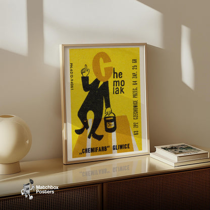 Silhouette Of A Person Holding A Paint Can - vintage matchbox label print - size comparison