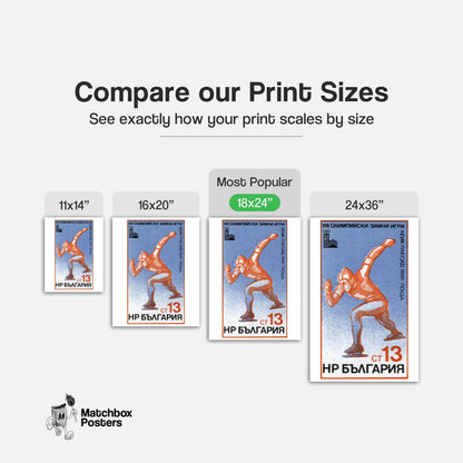 Ice Skater - vintage matchbox label print - gallery wall preview