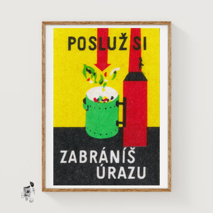 Put Trash in the Bin - vintage matchbox label print