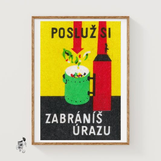 Put Trash in the Bin - vintage matchbox label print