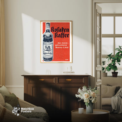 Cossack Coffee - vintage matchbox label print - living room mockup