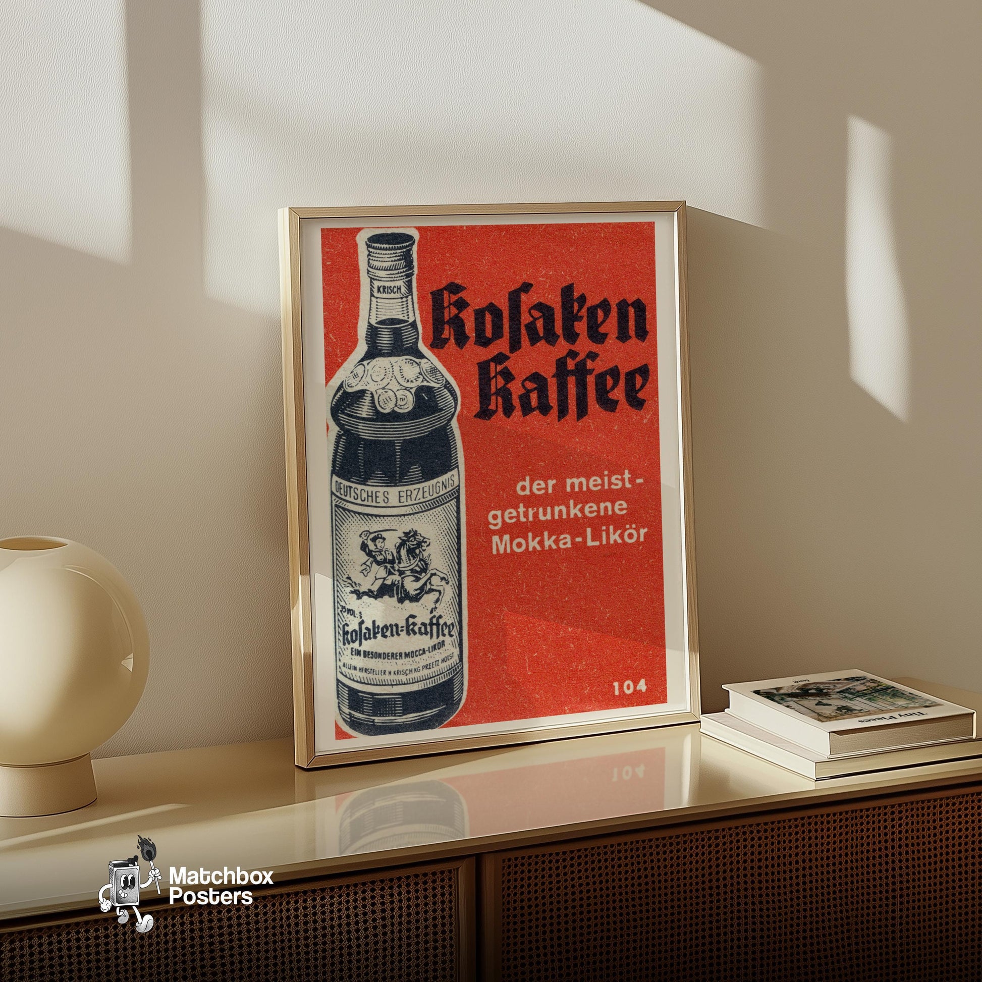 Cossack Coffee - vintage matchbox label print - size comparison