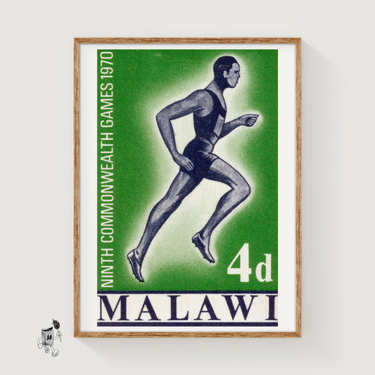 Running Athlete - vintage matchbox label print