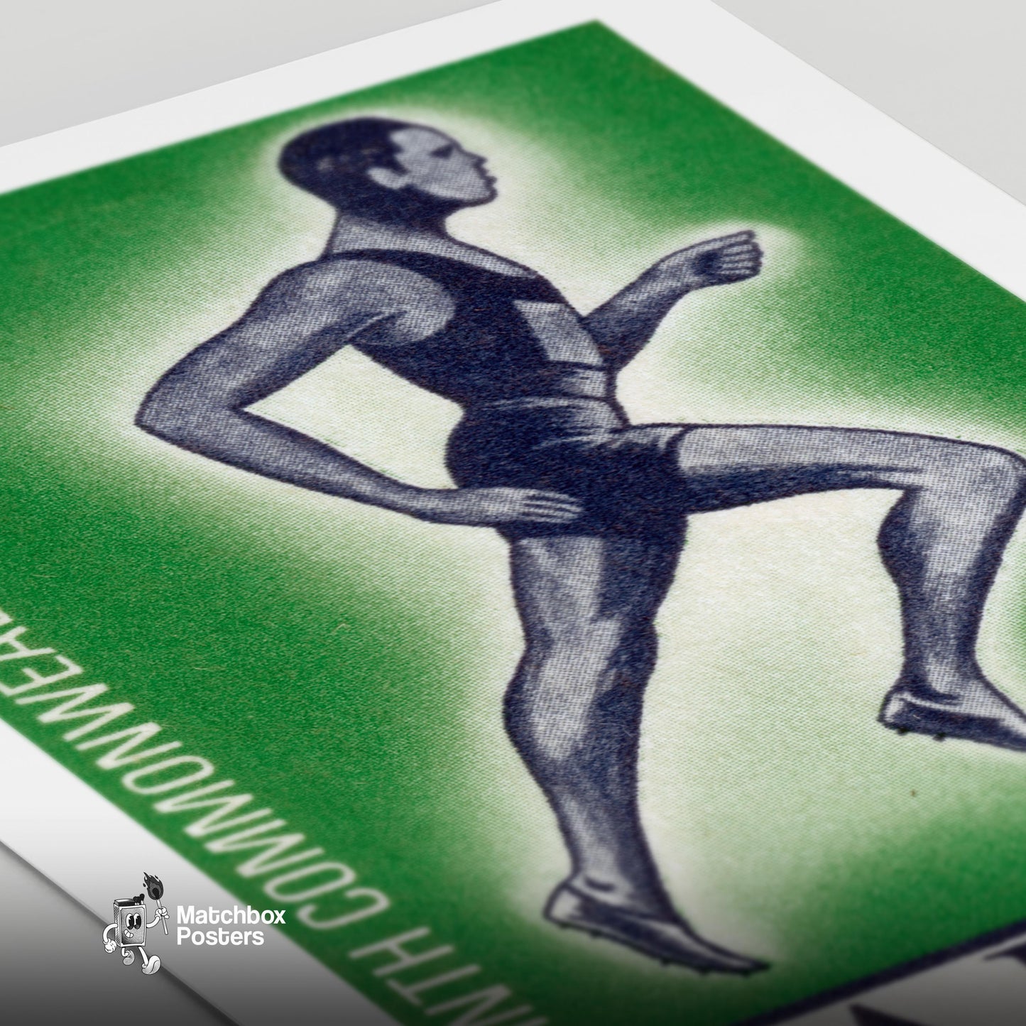 Running Athlete - vintage matchbox label print - close-up detail