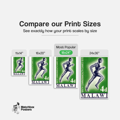 Running Athlete - vintage matchbox label print - gallery wall preview