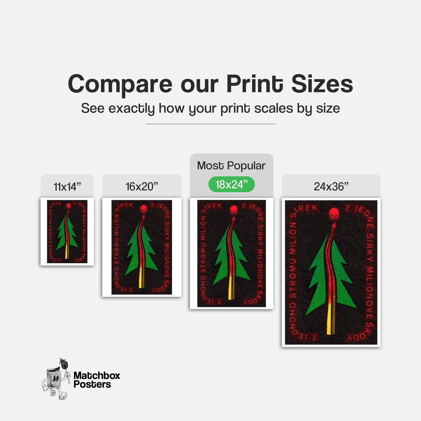 Green Tree - vintage matchbox label print - gallery wall preview