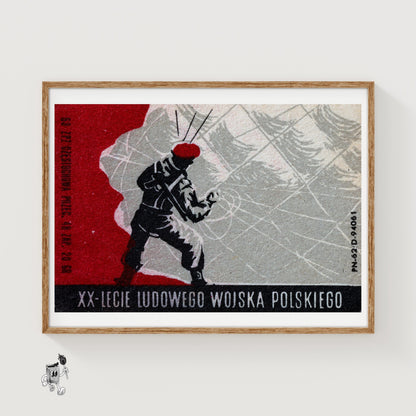 Paratrooper - vintage matchbox label print