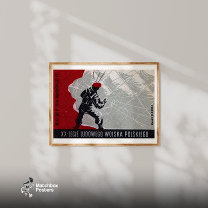 Paratrooper - vintage matchbox label print - bedroom mockup