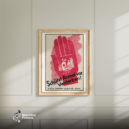 Don't Let Medicine Spoil - vintage matchbox label print - bedroom mockup