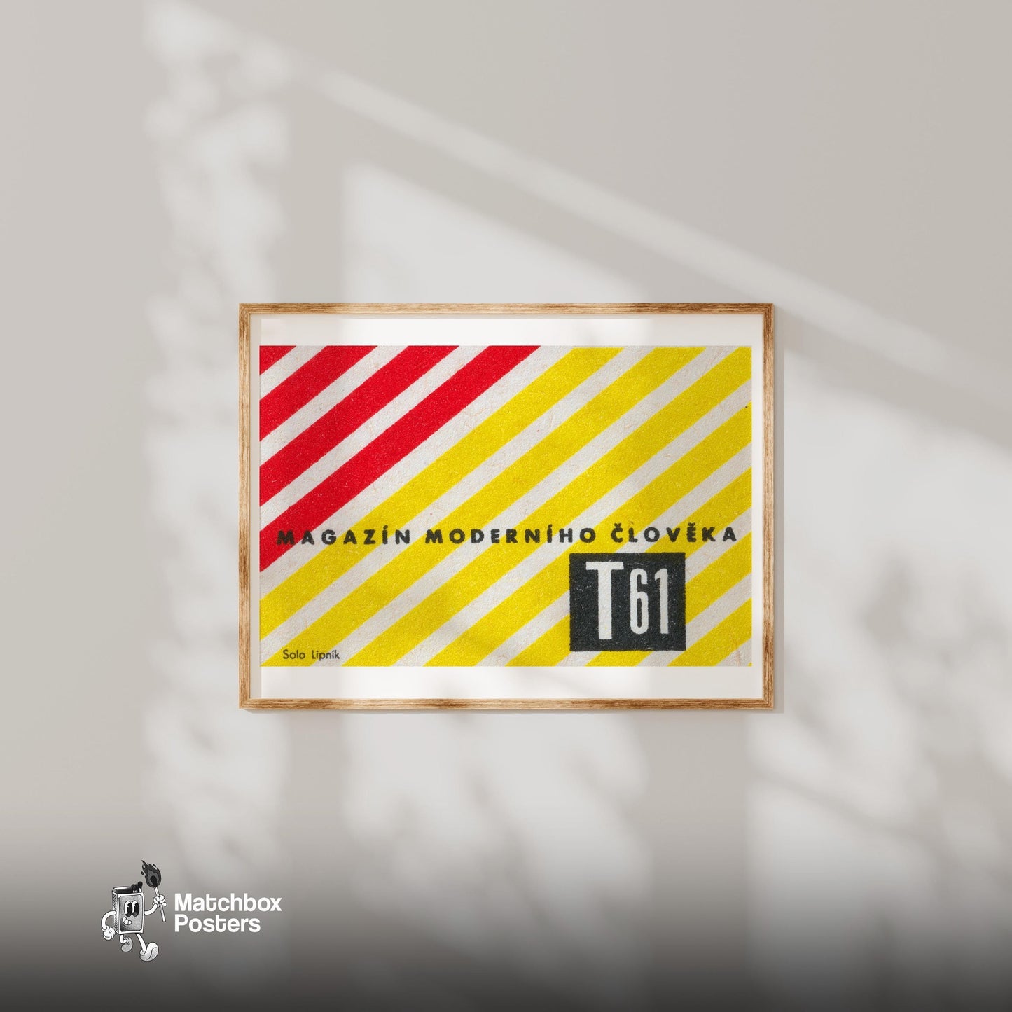 Modern Man Magazine - vintage matchbox label print - bedroom mockup