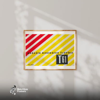 Modern Man Magazine - vintage matchbox label print - bedroom mockup