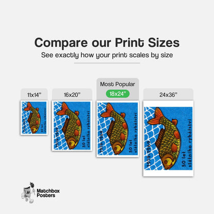Fish - vintage matchbox label print - gallery wall preview