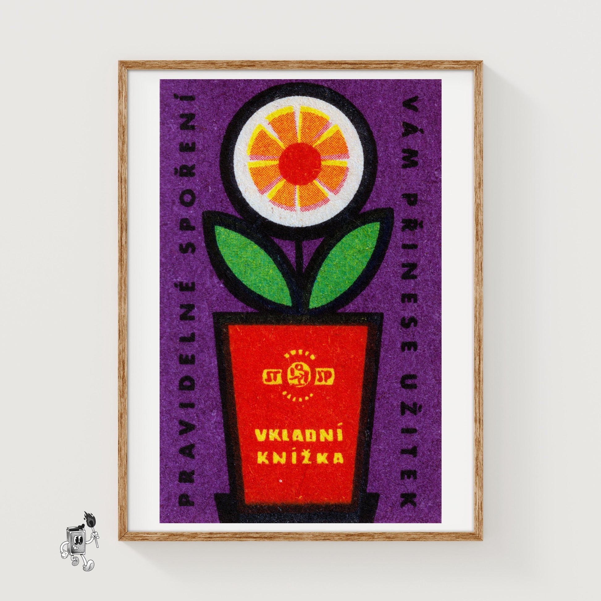 Orange Flower - vintage matchbox label print