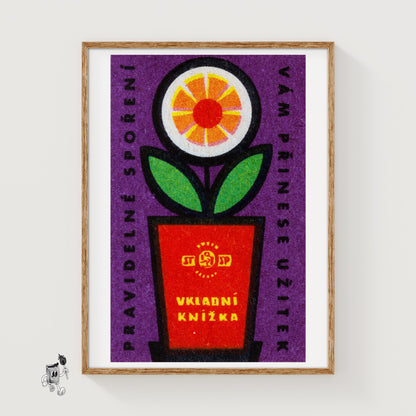 Orange Flower - vintage matchbox label print