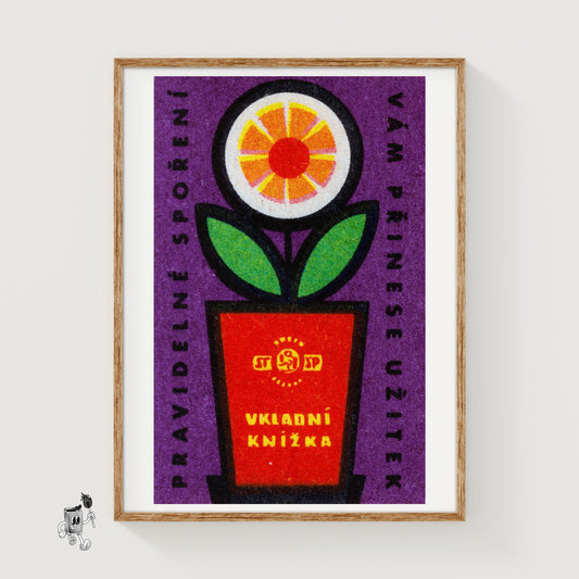 Orange Flower - vintage matchbox label print