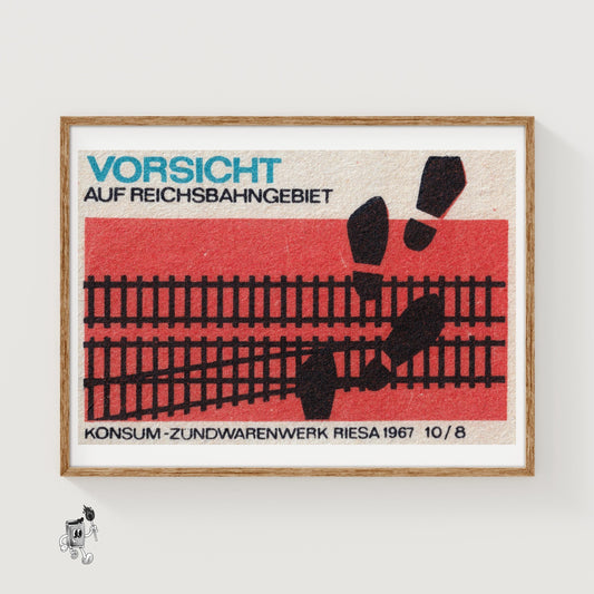 Train Tracks - vintage matchbox label print