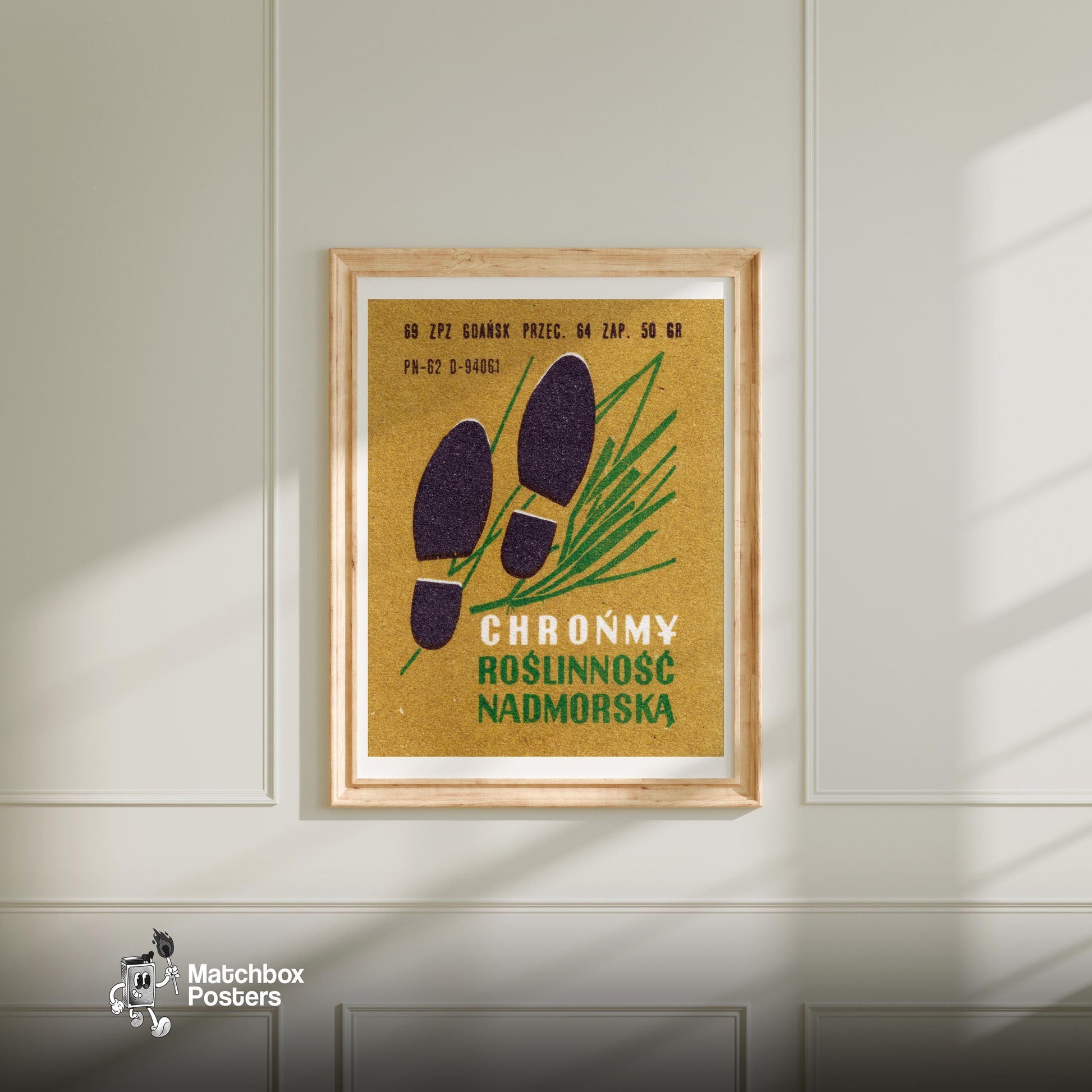 Protect Coastal Vegetation - vintage matchbox label print - bedroom mockup