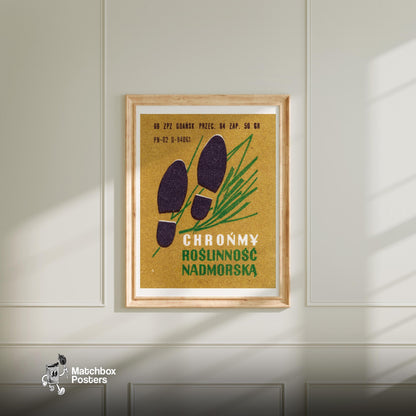 Protect Coastal Vegetation - vintage matchbox label print - bedroom mockup