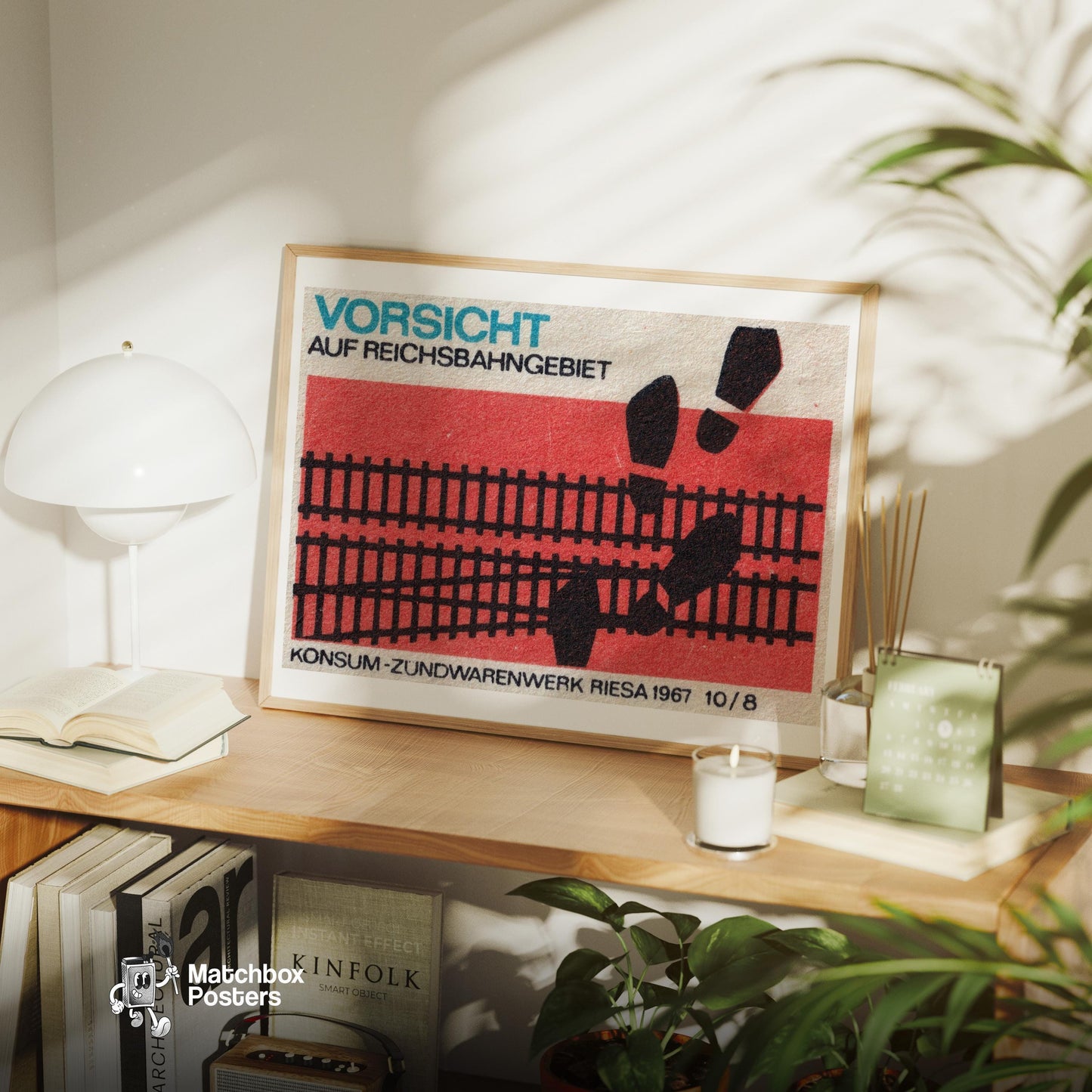 Train Tracks - vintage matchbox label print - office wall