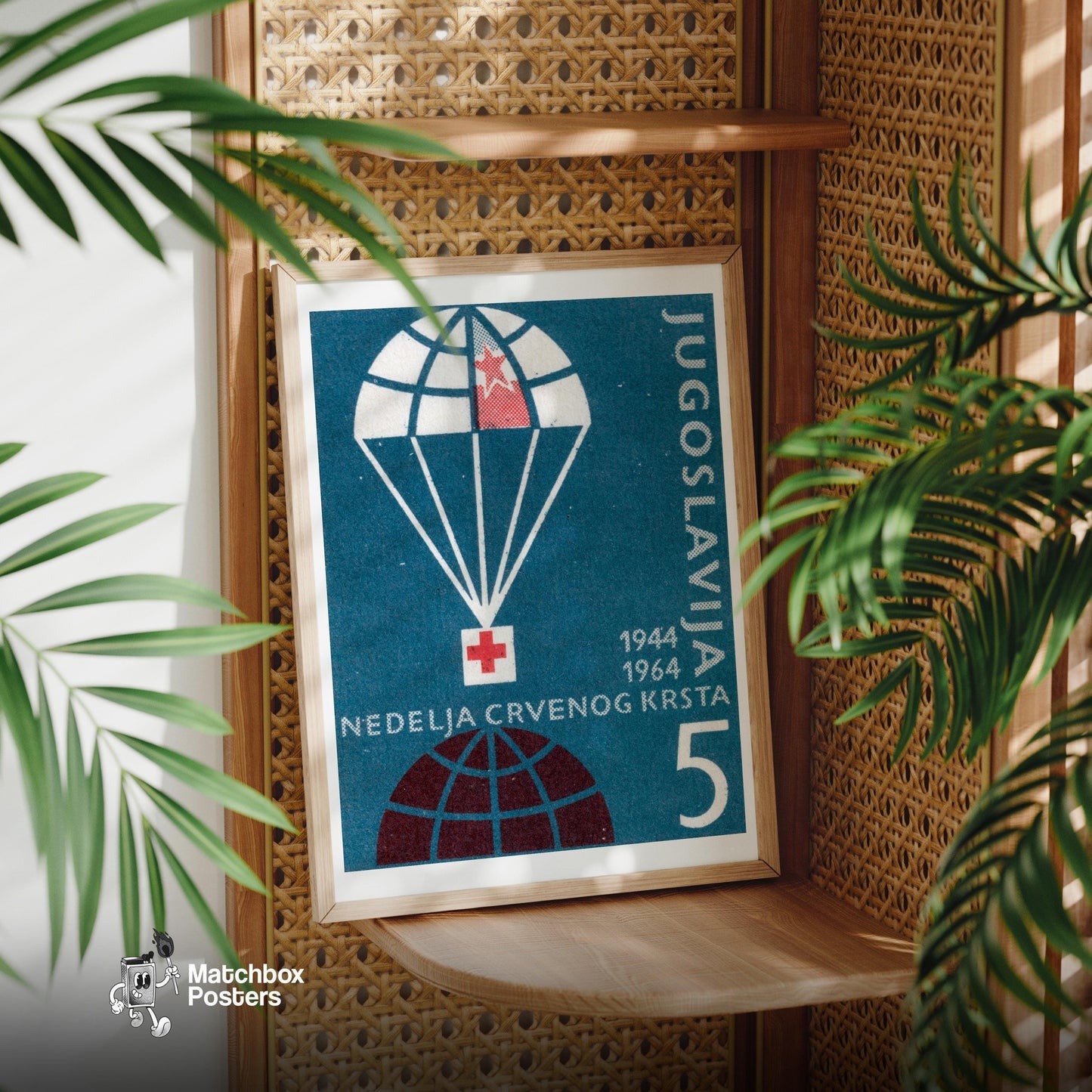 Parachute Red Cross - vintage matchbox label print - office wall