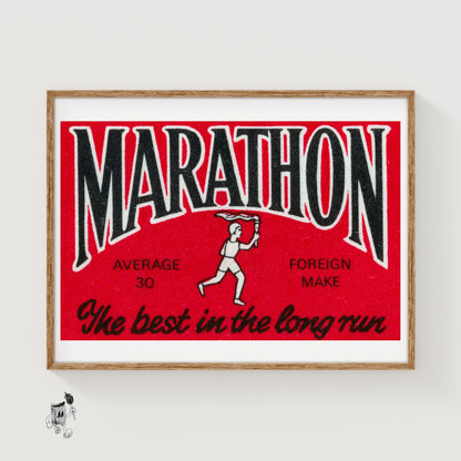 Marathon Runner - vintage matchbox label print