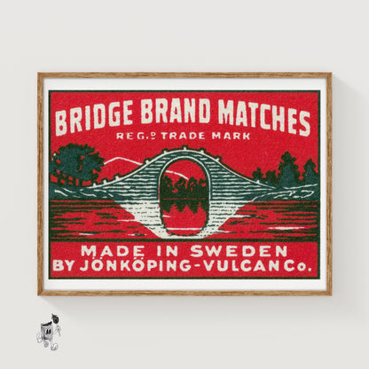 Bridge - vintage matchbox label print