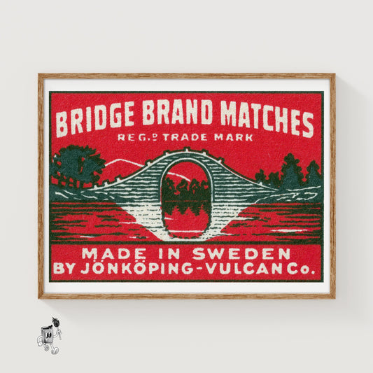 Bridge - vintage matchbox label print