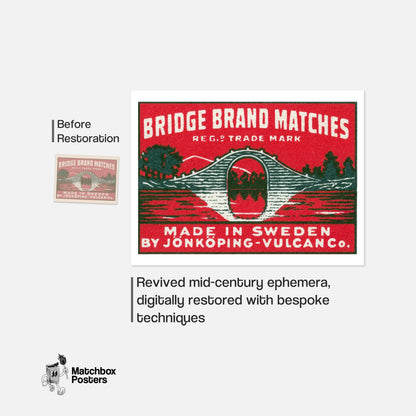 Bridge - vintage matchbox label print - framed wall art preview